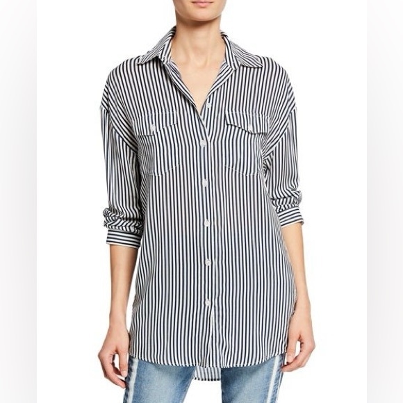 The Kooples James striped B&W button down with patch pockets - Picture 6 of 6